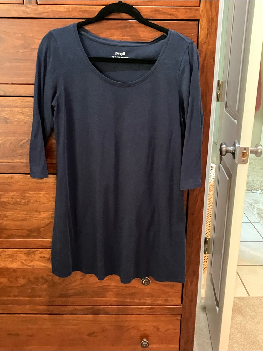 J. Jill Navy Ballet-Sleeve Scoop Neck Tunic Top. Size S.
